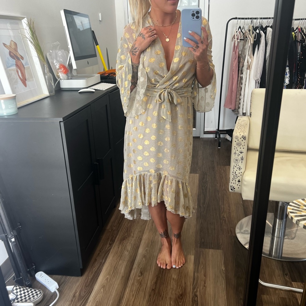 Twisted Wonder Metallic Belted Dress Boho